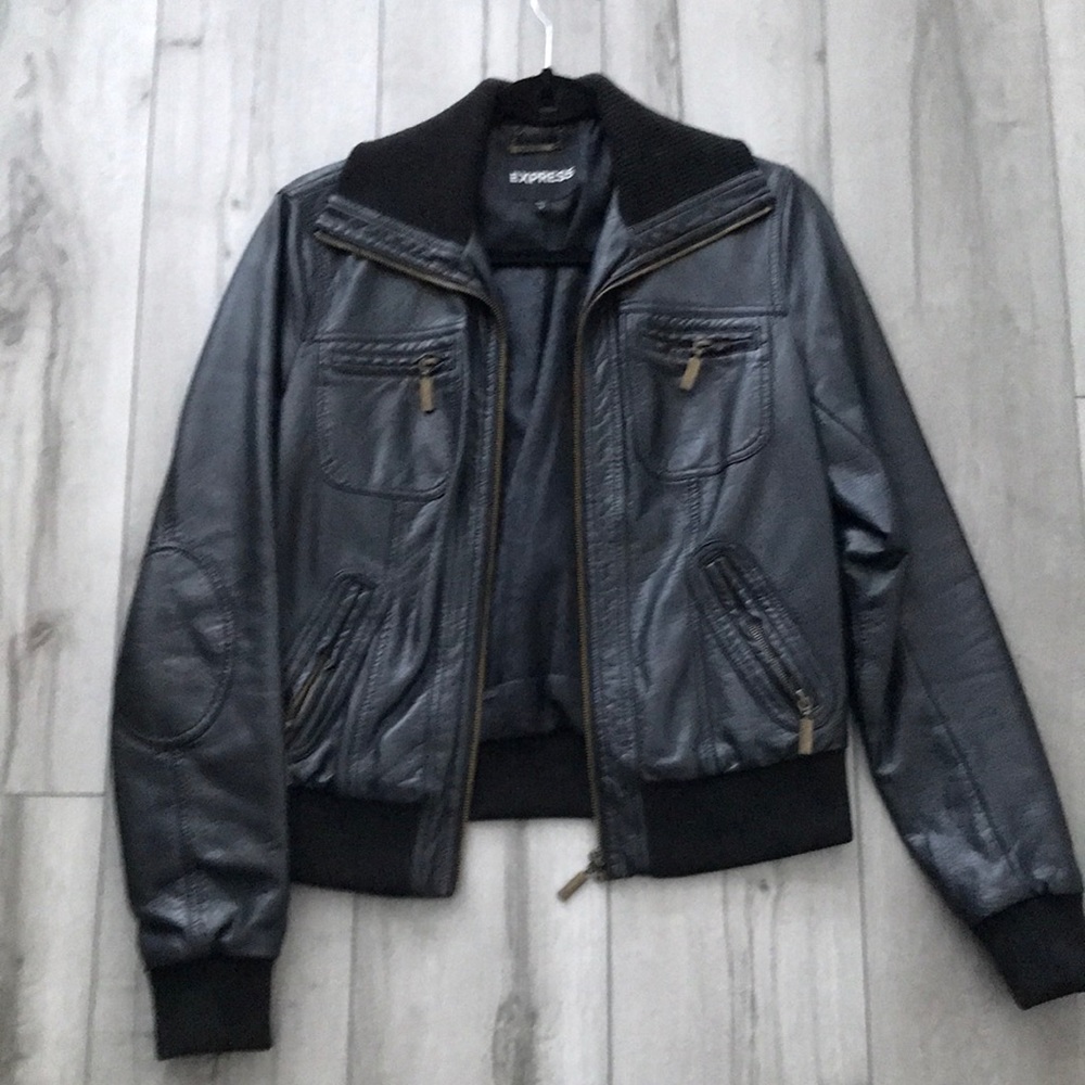 Express faux leather motorcycle jacket